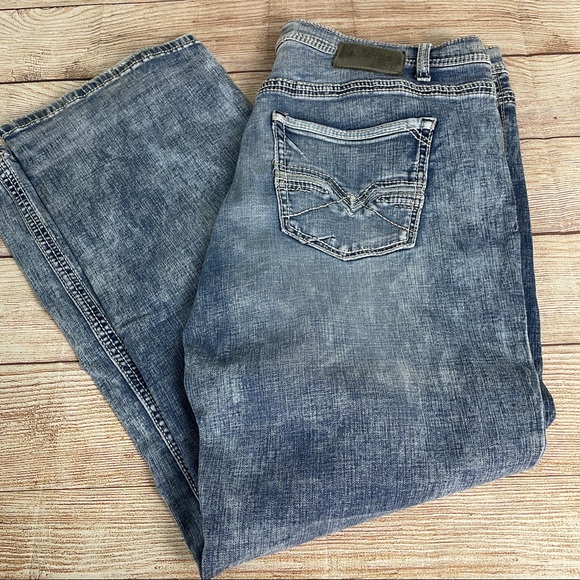 Bke Tyler Mens Bootcut Denim Blue Jeans 